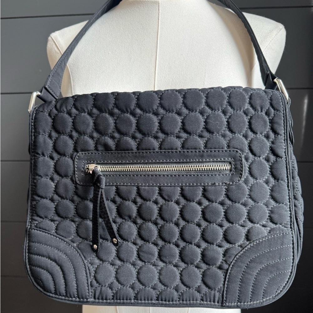 Vera Bradley Black Quilted Purse Shoulder Bag with colorful interior